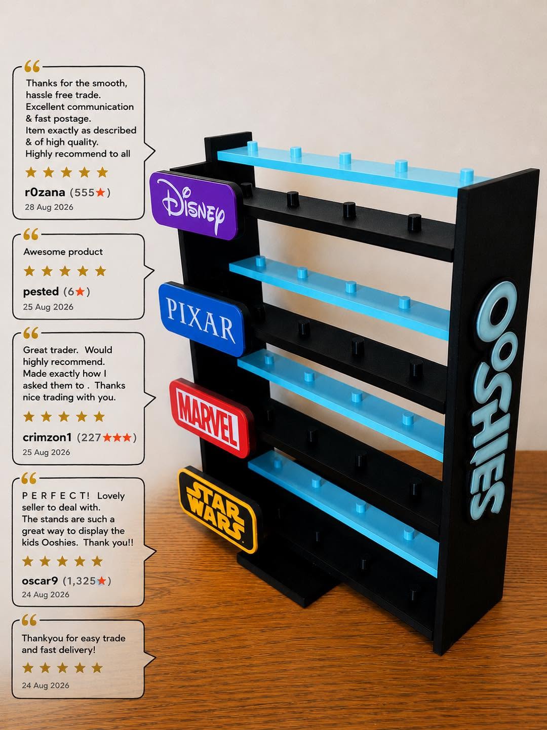 Personalised Ooshie Display Stand – Custom Name & Labels - JJ Creative Design Studio